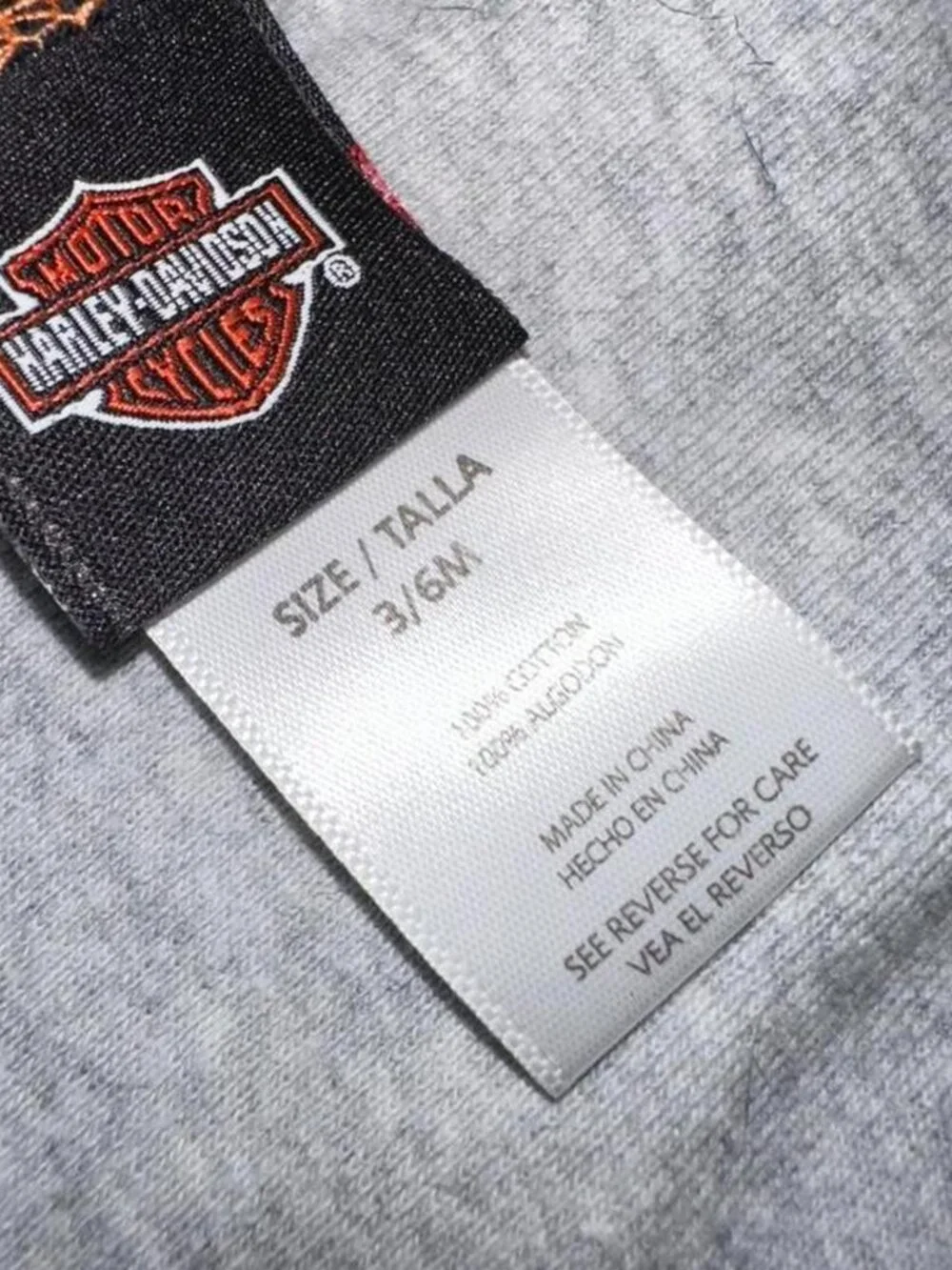 Harley Davidson Harley Service Baby Bib Gray Infant Size 3 - 6 Months 100% Cotto